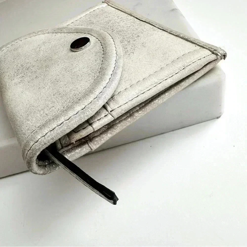 Aimee Kestenberg Metallic Silver Shimmer Small Leather Wallet